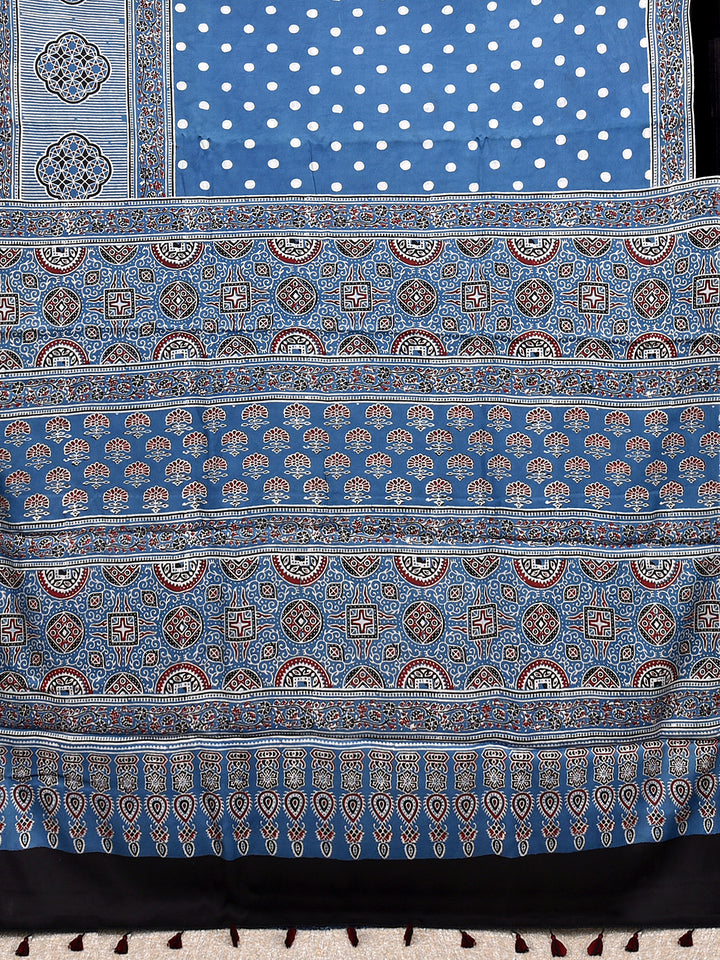 RAMAGYI  : AJRAKH HANDBLOCK MODAL SILK SAREE