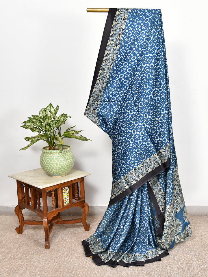 BINI : AJRAKH HANDBLOCK MODAL SILK SAREE