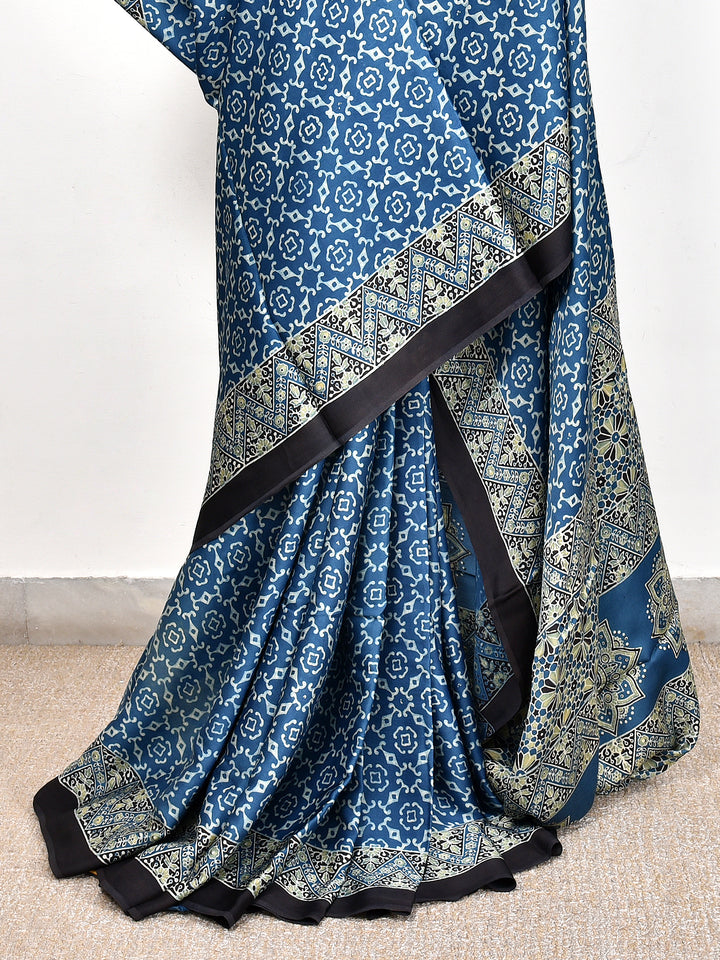 BINI : AJRAKH HANDBLOCK MODAL SILK SAREE