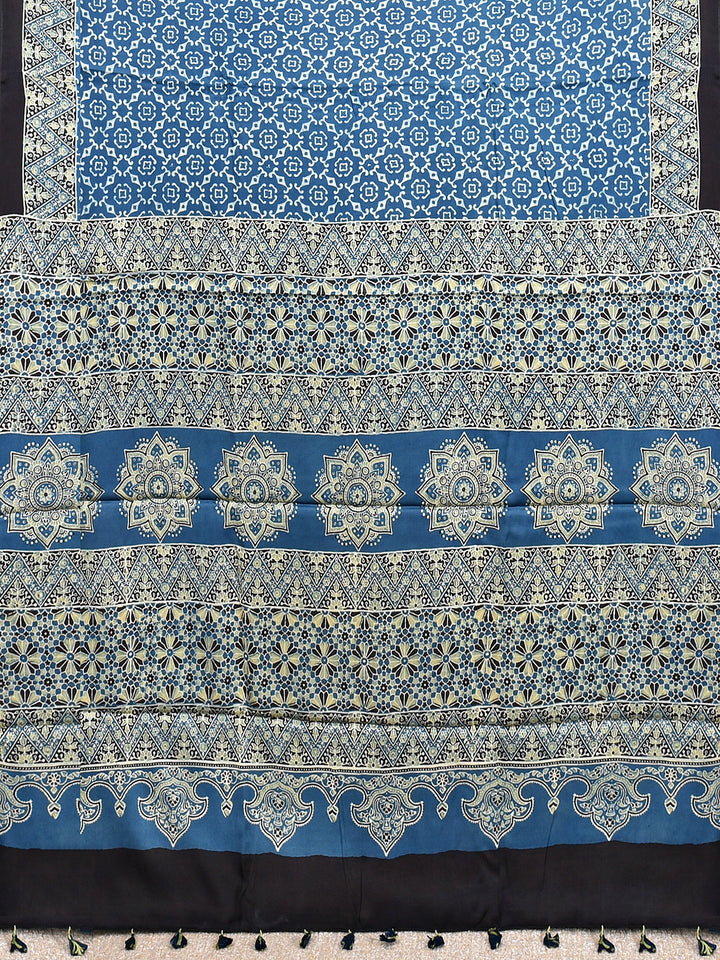 BINI : AJRAKH HANDBLOCK MODAL SILK SAREE