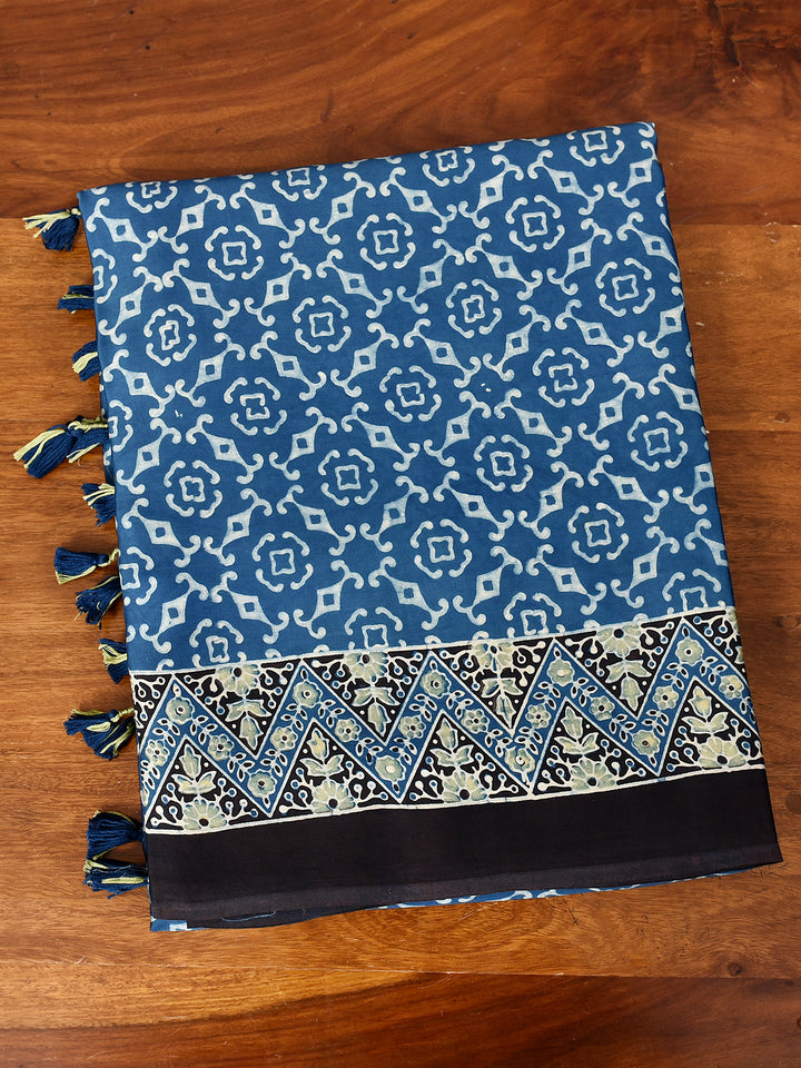 BINI : AJRAKH HANDBLOCK MODAL SILK SAREE