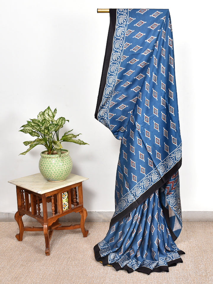 MRUNAI : AJRAKH HANDBLOCK MODAL SILK SAREE