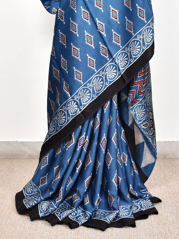 MRUNAI : AJRAKH HANDBLOCK MODAL SILK SAREE