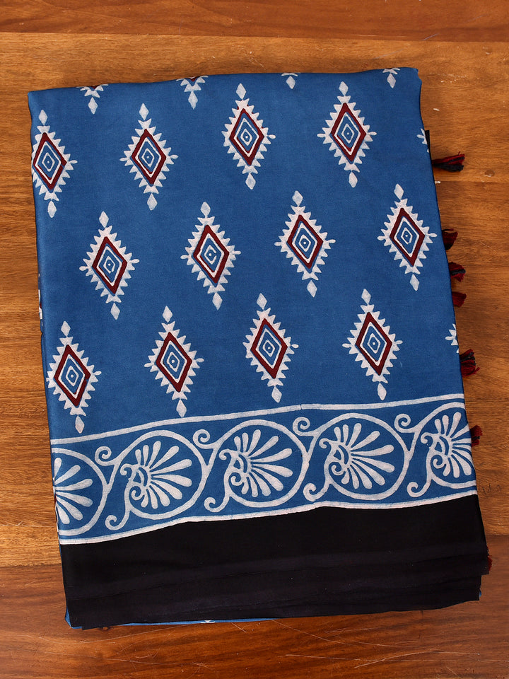 MRUNAI : AJRAKH HANDBLOCK MODAL SILK SAREE