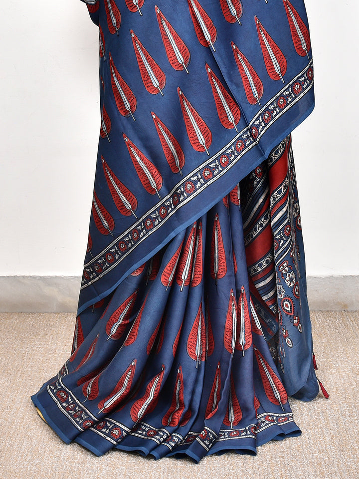 EYILA : AJRAKH HANDBLOCK MODAL SILK SAREE