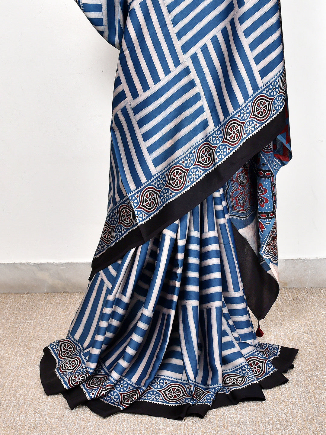 MANORIKA : AJRAKH HANDBLOCK MODAL SILK SAREE