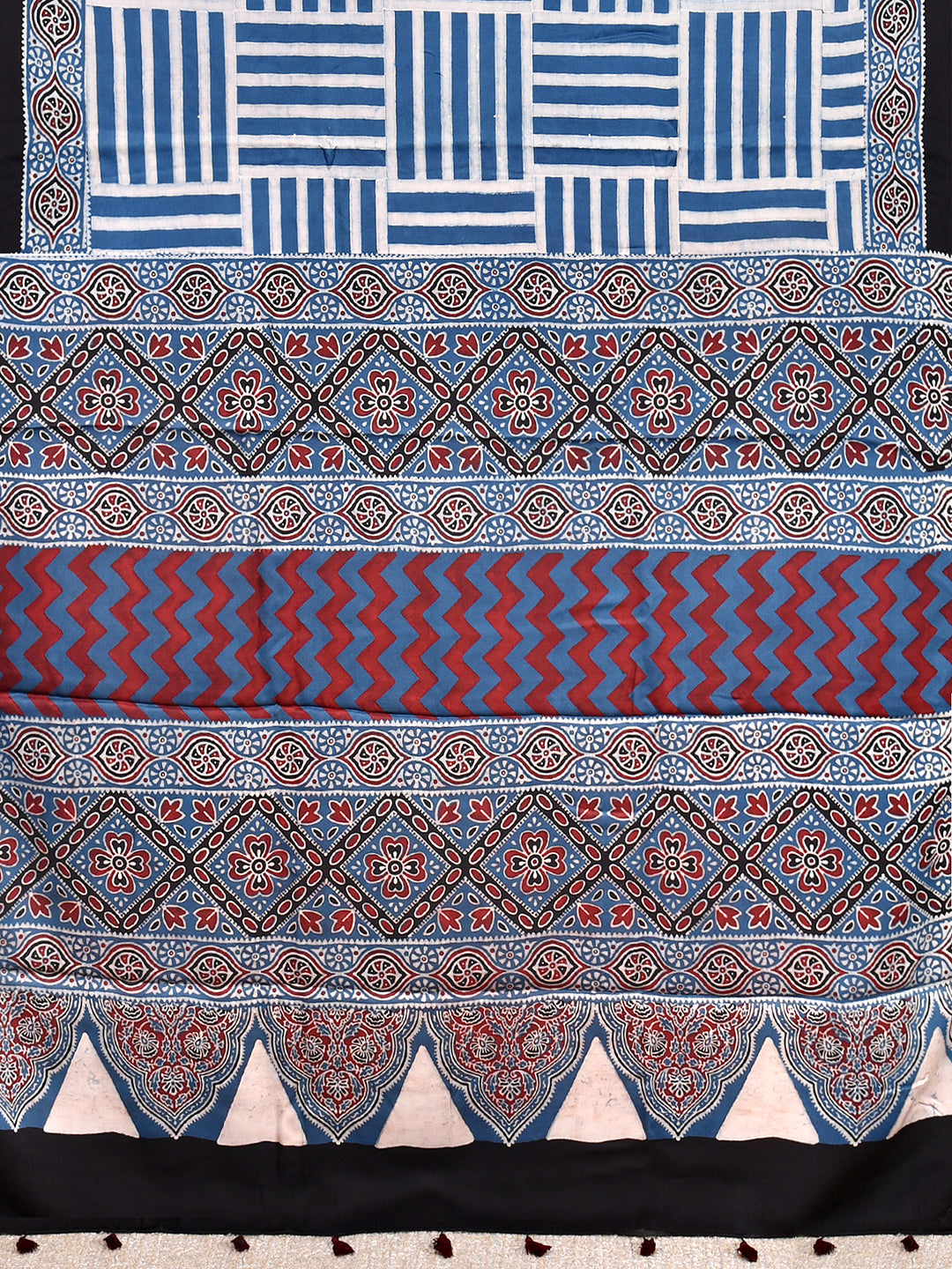 MANORIKA : AJRAKH HANDBLOCK MODAL SILK SAREE
