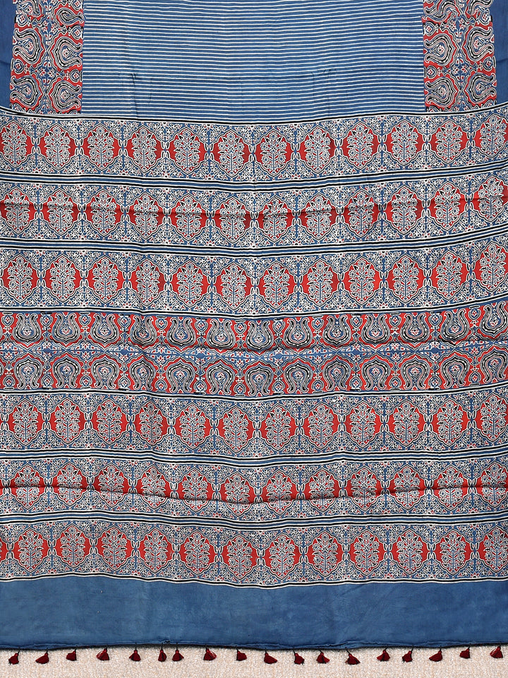 KRUMALI : AJRAKH HANDBLOCK MODAL SILK SAREE