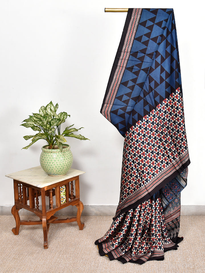 NITISHI : AJRAKH HANDBLOCK MODAL SILK SAREE