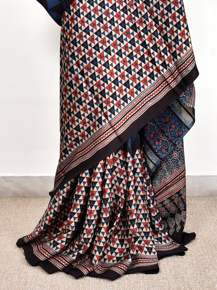NITISHI : AJRAKH HANDBLOCK MODAL SILK SAREE