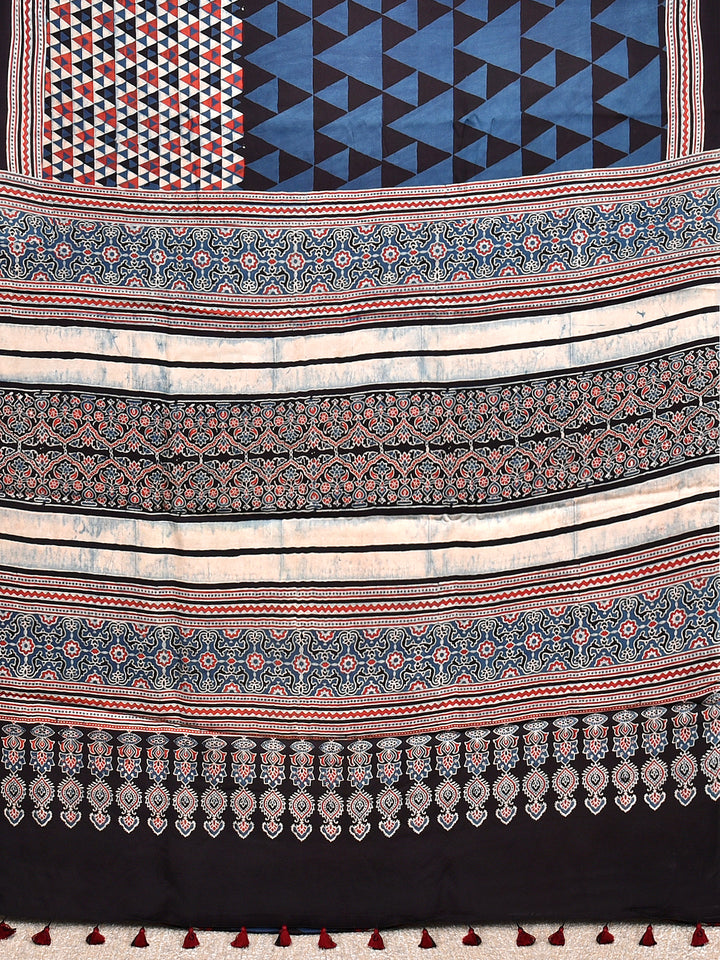 NITISHI : AJRAKH HANDBLOCK MODAL SILK SAREE