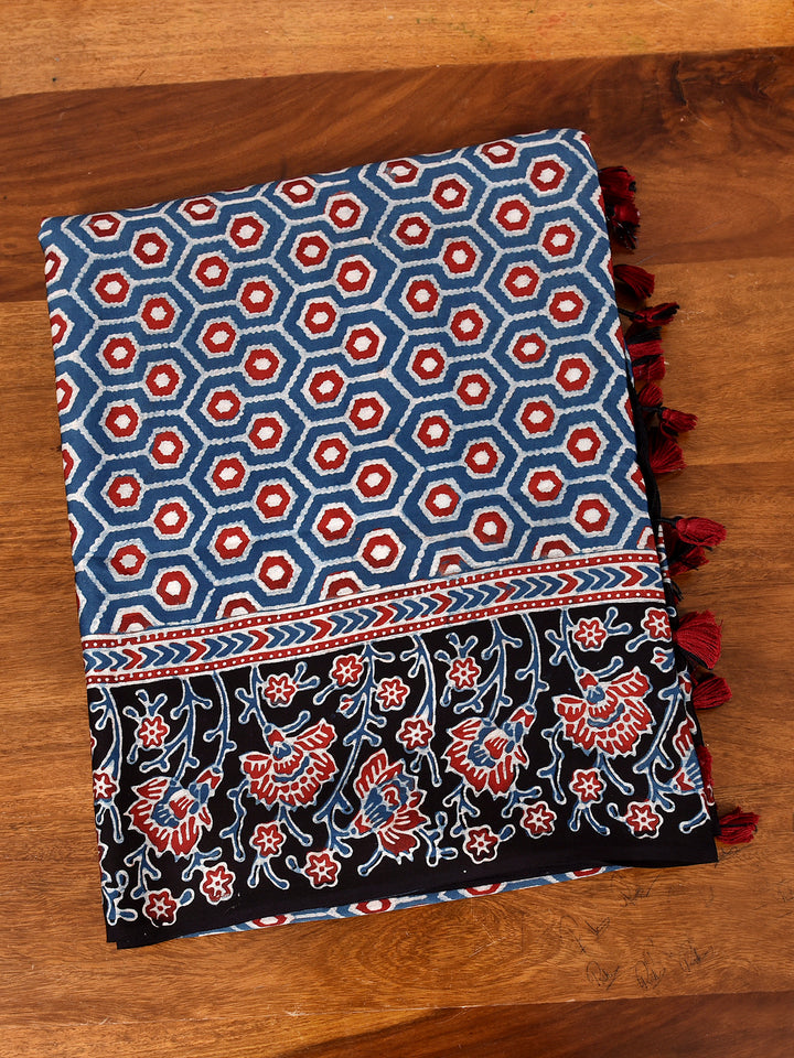 RAMIYA : AJRAKH HANDBLOCK MODAL SILK SAREE