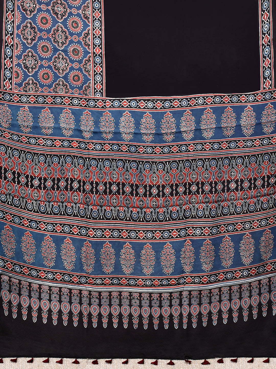 YANISHI : AJRAKH HANDBLOCK MODAL SILK SAREE