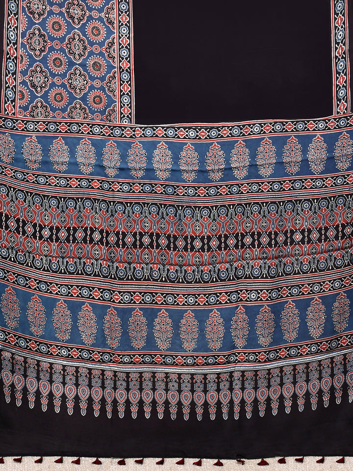 YANISHI : AJRAKH HANDBLOCK MODAL SILK SAREE