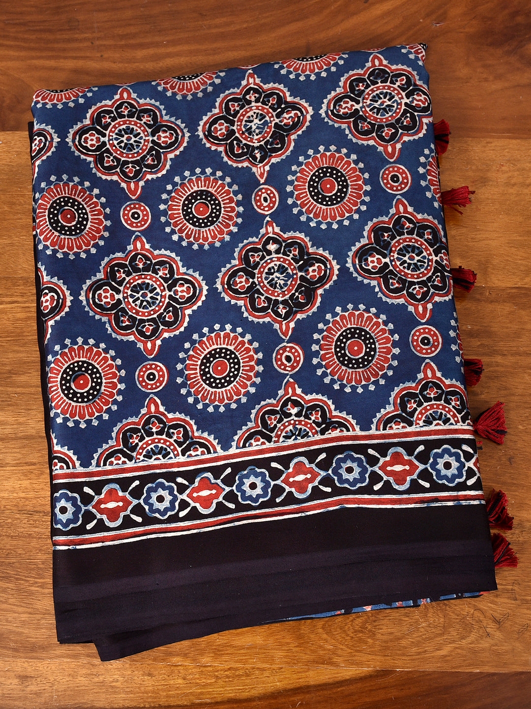 YANISHI : AJRAKH HANDBLOCK MODAL SILK SAREE