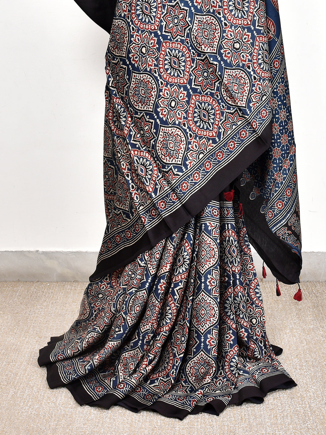 MUSHABI : AJRAKH HANDBLOCK MODAL SILK SAREE