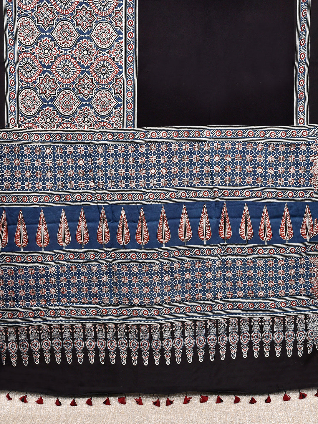 MUSHABI : AJRAKH HANDBLOCK MODAL SILK SAREE