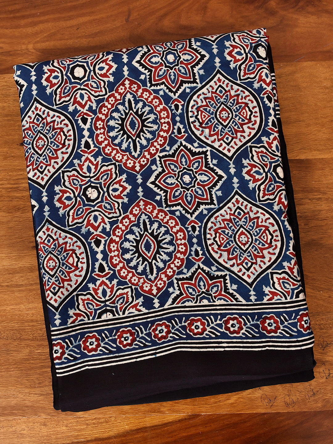 MUSHABI : AJRAKH HANDBLOCK MODAL SILK SAREE