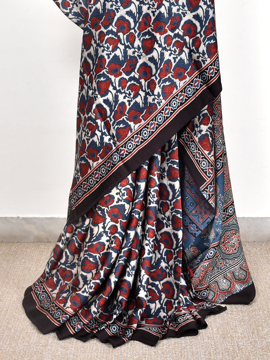 TRAJIKA : AJRAKH HANDBLOCK MODAL SILK SAREE