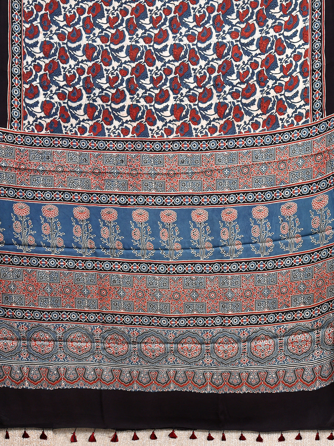 TRAJIKA : AJRAKH HANDBLOCK MODAL SILK SAREE