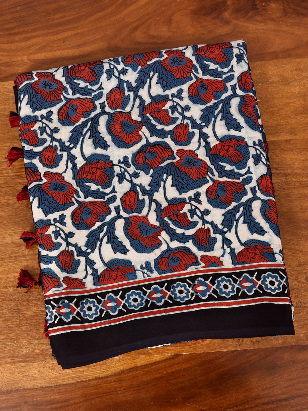 TRAJIKA : AJRAKH HANDBLOCK MODAL SILK SAREE