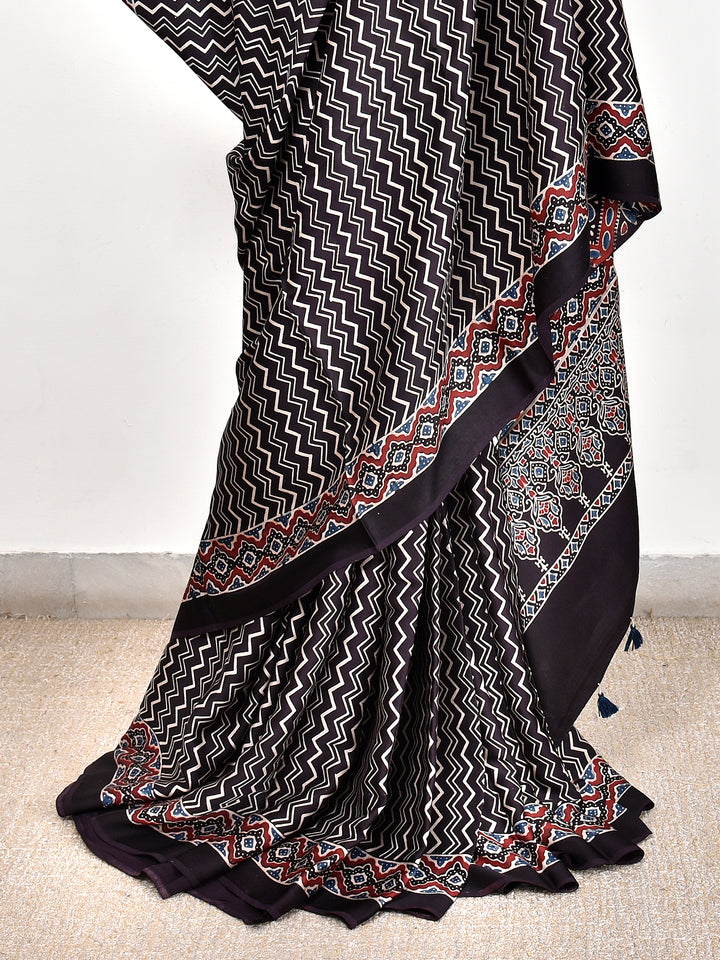 HASINA : AJRAKH HANDBLOCK MODAL SILK SAREE