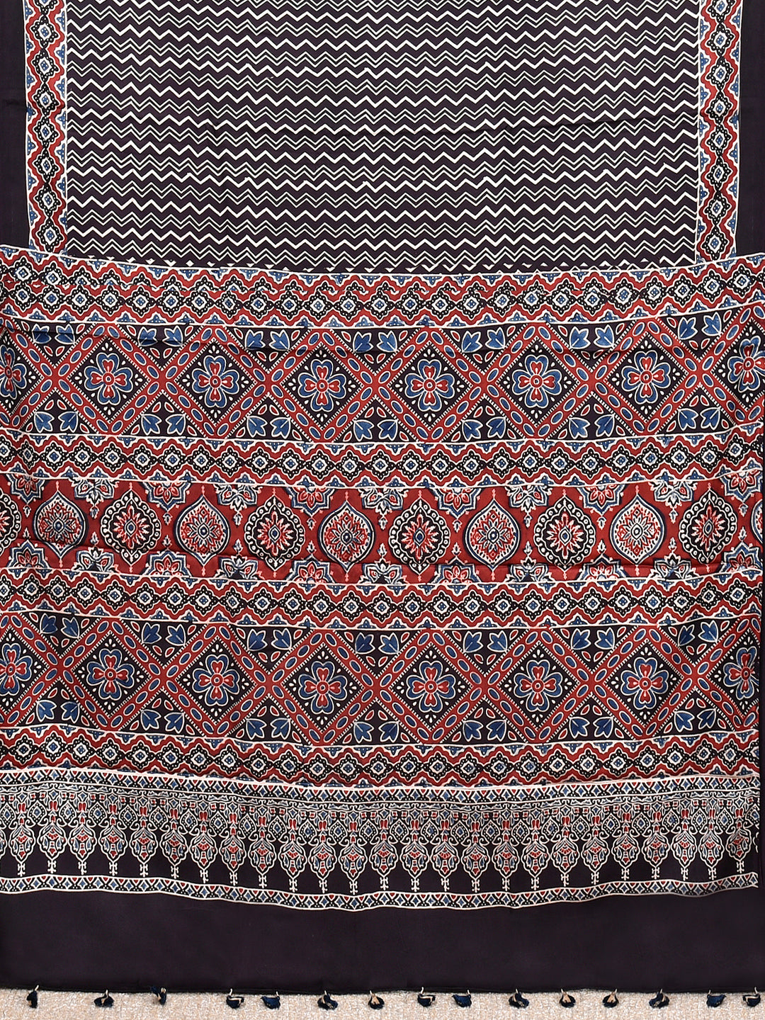 HASINA : AJRAKH HANDBLOCK MODAL SILK SAREE