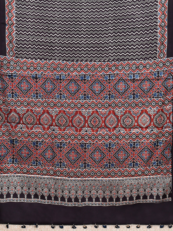 HASINA : AJRAKH HANDBLOCK MODAL SILK SAREE