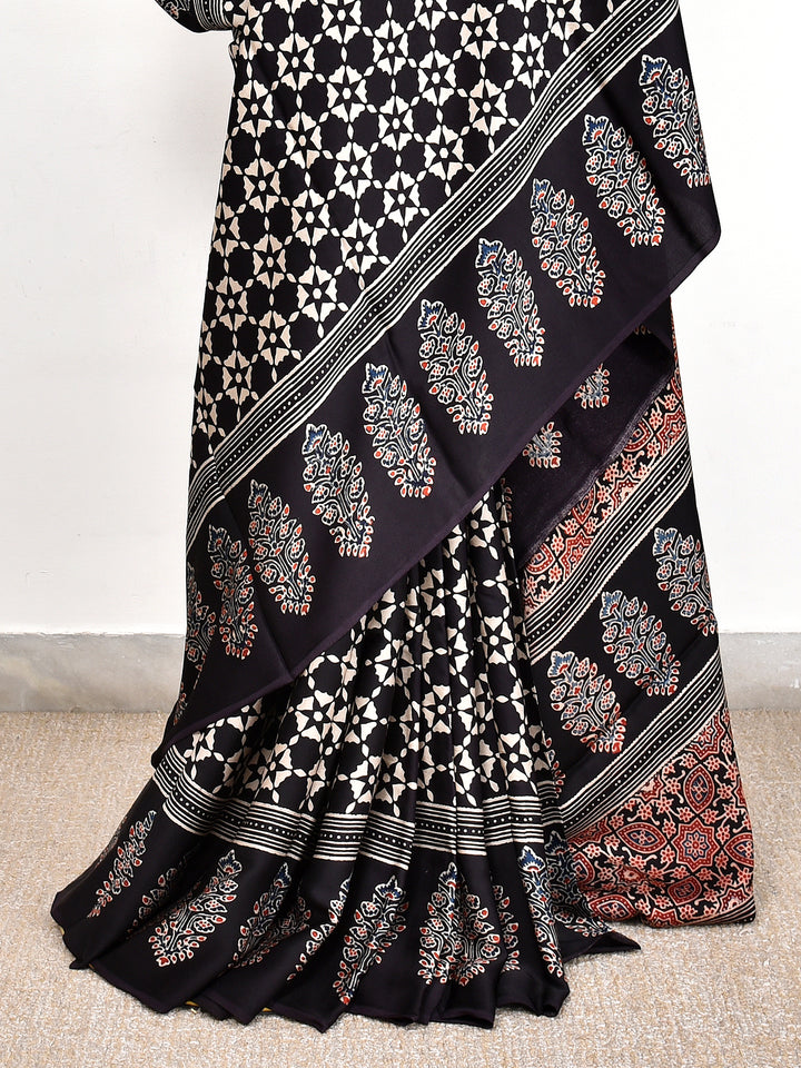 SUSHILA : AJRAKH HANDBLOCK MODAL SILK SAREE