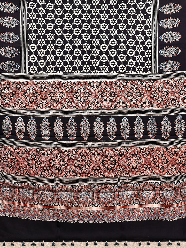 SUSHILA : AJRAKH HANDBLOCK MODAL SILK SAREE
