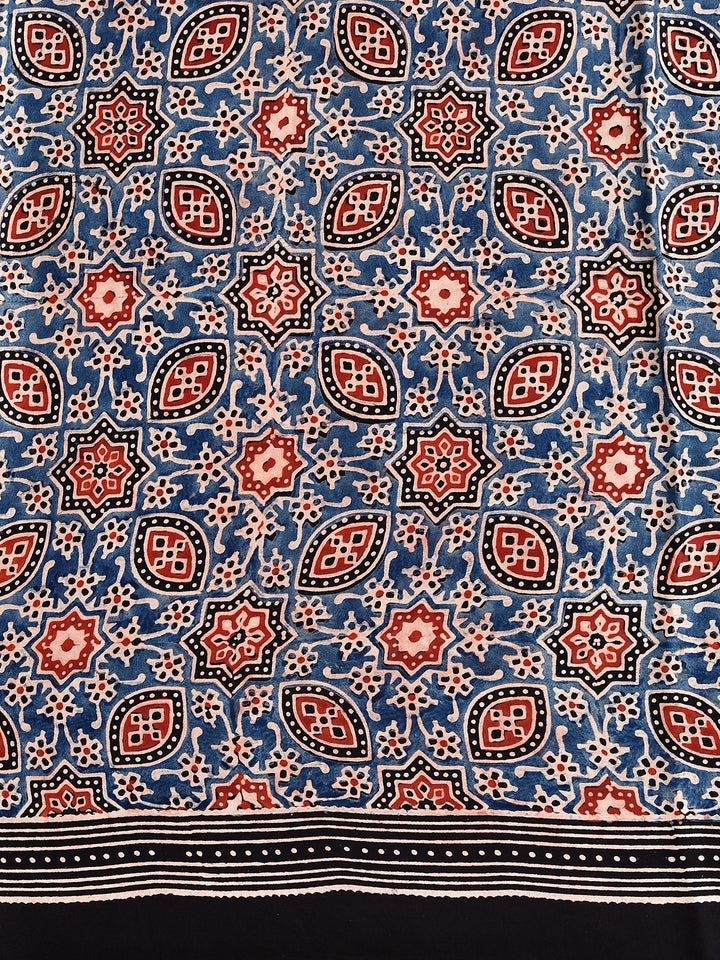 SUSHILA : AJRAKH HANDBLOCK MODAL SILK SAREE