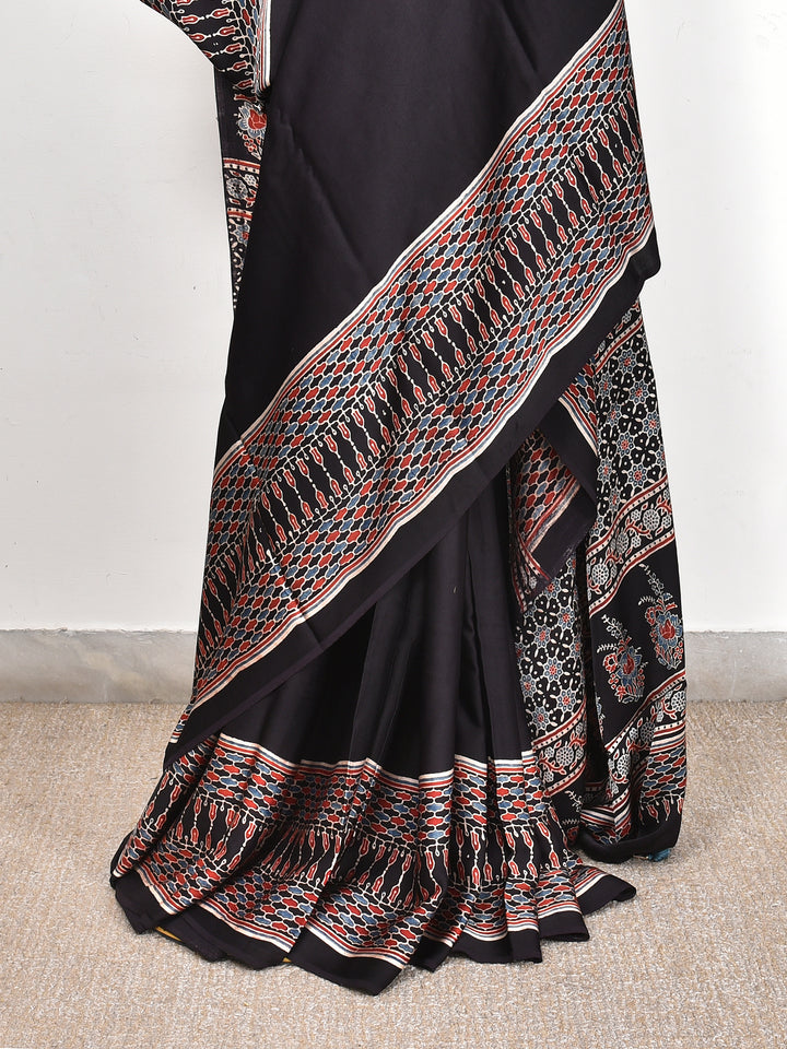 RUCHIL : AJRAKH HANDBLOCK MODAL SILK SAREE