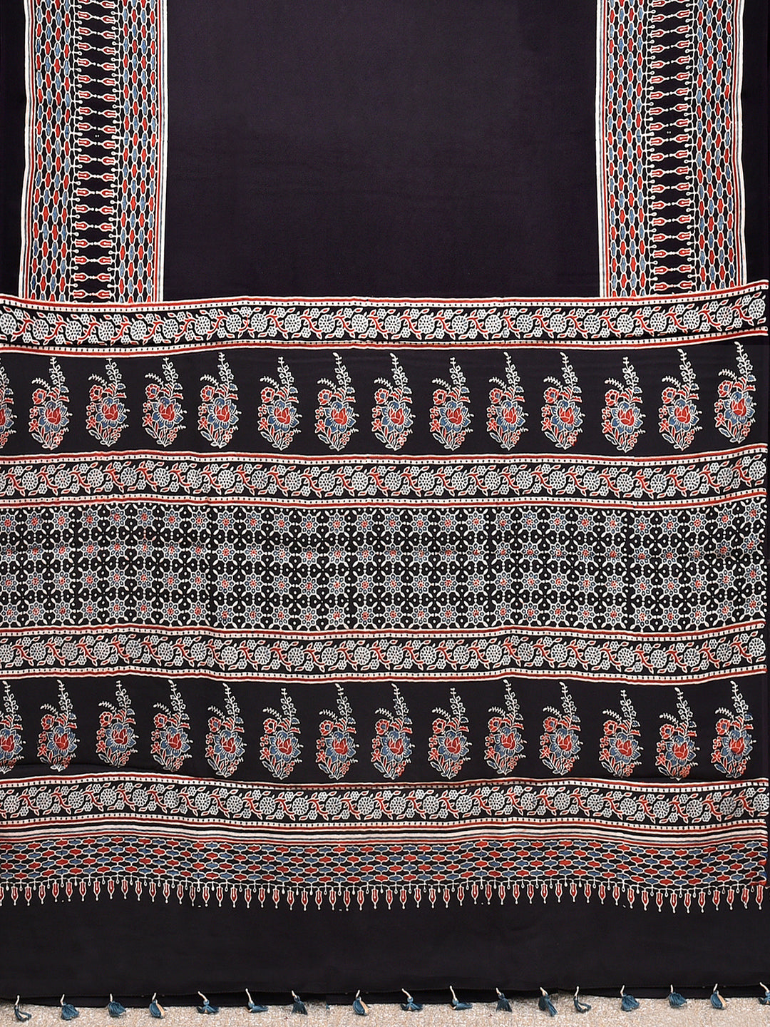 RUCHIL : AJRAKH HANDBLOCK MODAL SILK SAREE