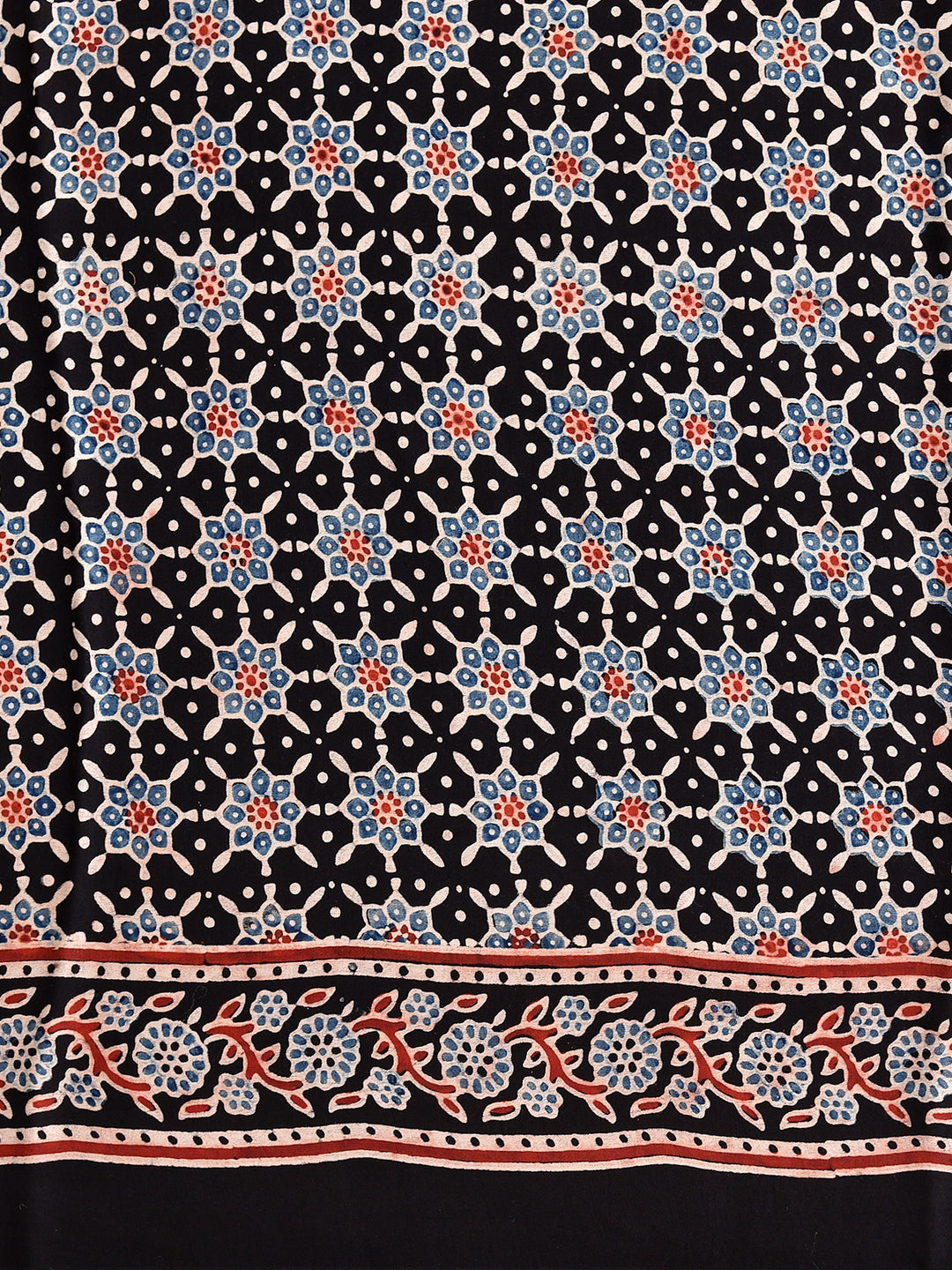 RUCHIL : AJRAKH HANDBLOCK MODAL SILK SAREE