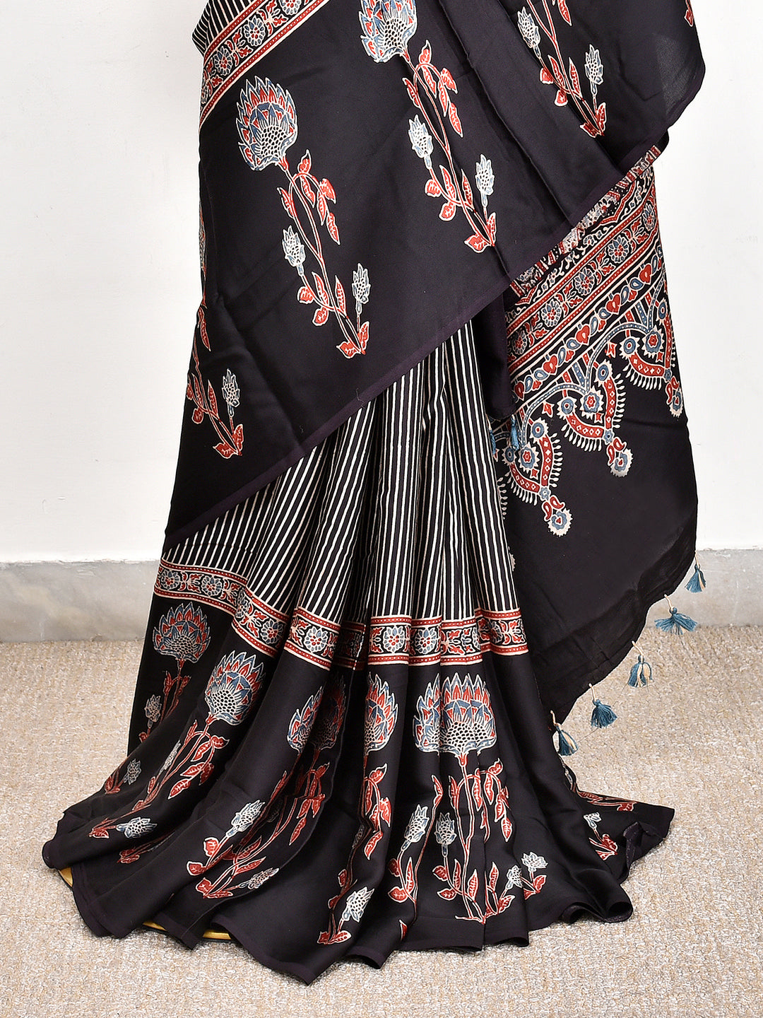 KASHIK : AJRAKH HANDBLOCK MODAL SILK SAREE