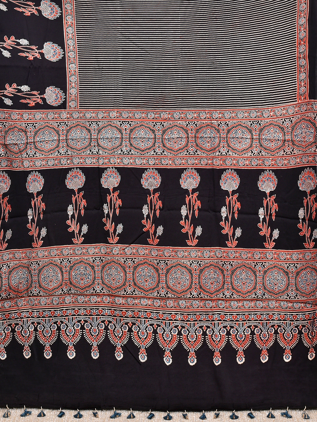 KASHIK : AJRAKH HANDBLOCK MODAL SILK SAREE