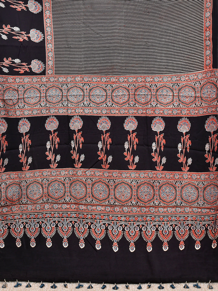 KASHIK : AJRAKH HANDBLOCK MODAL SILK SAREE