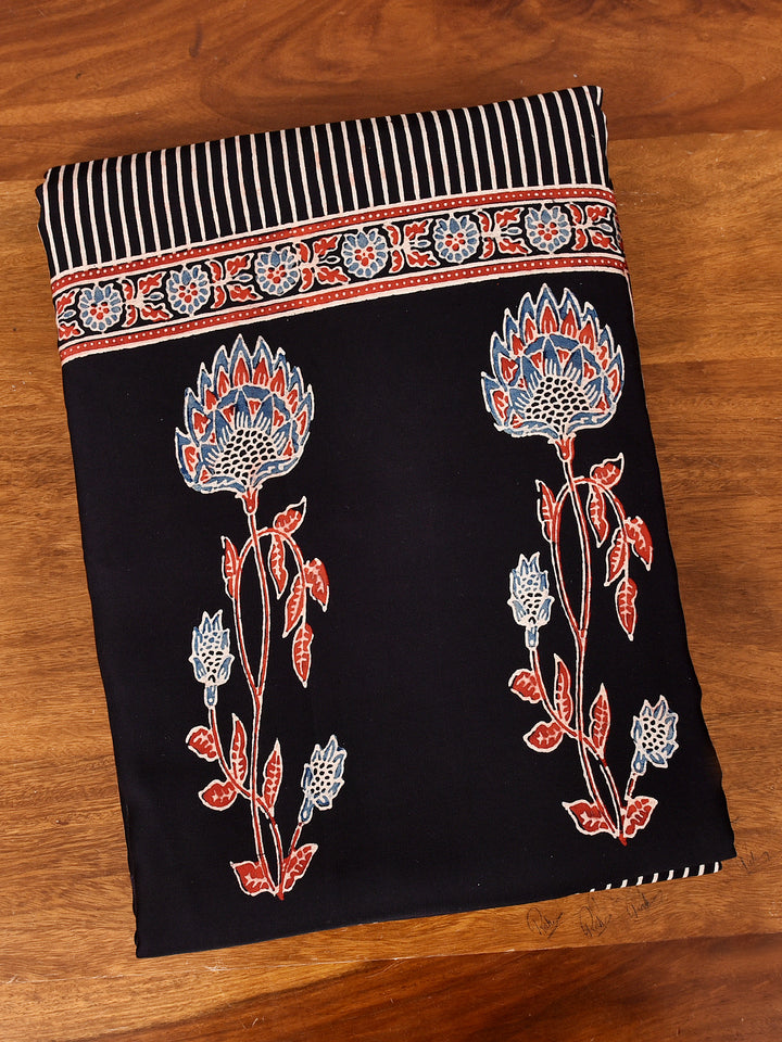 KASHIK : AJRAKH HANDBLOCK MODAL SILK SAREE