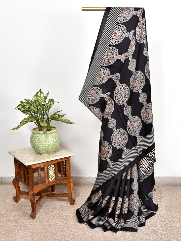 JIGARI : AJRAKH HANDBLOCK MODAL SILK SAREE