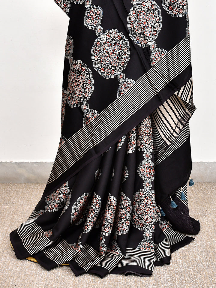 JIGARI : AJRAKH HANDBLOCK MODAL SILK SAREE