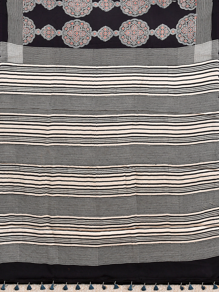 JIGARI : AJRAKH HANDBLOCK MODAL SILK SAREE