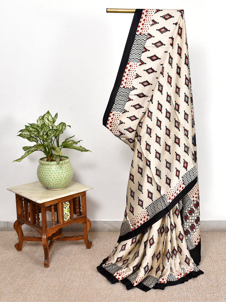 YOSHIKA : AJRAKH HANDBLOCK MODAL SILK SAREE