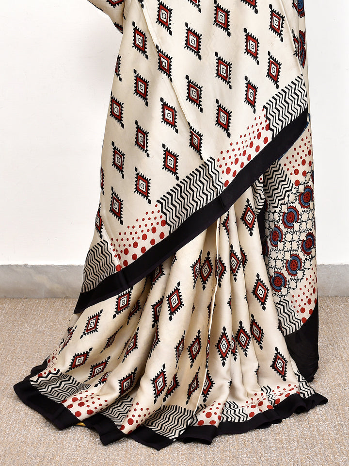 YOSHIKA : AJRAKH HANDBLOCK MODAL SILK SAREE