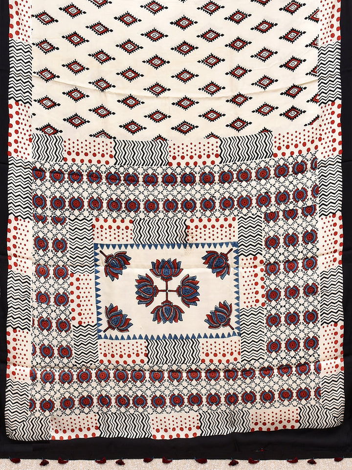 YOSHIKA : AJRAKH HANDBLOCK MODAL SILK SAREE