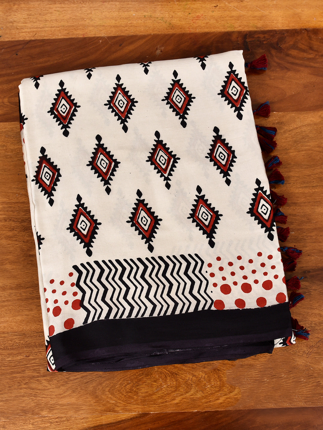 YOSHIKA : AJRAKH HANDBLOCK MODAL SILK SAREE