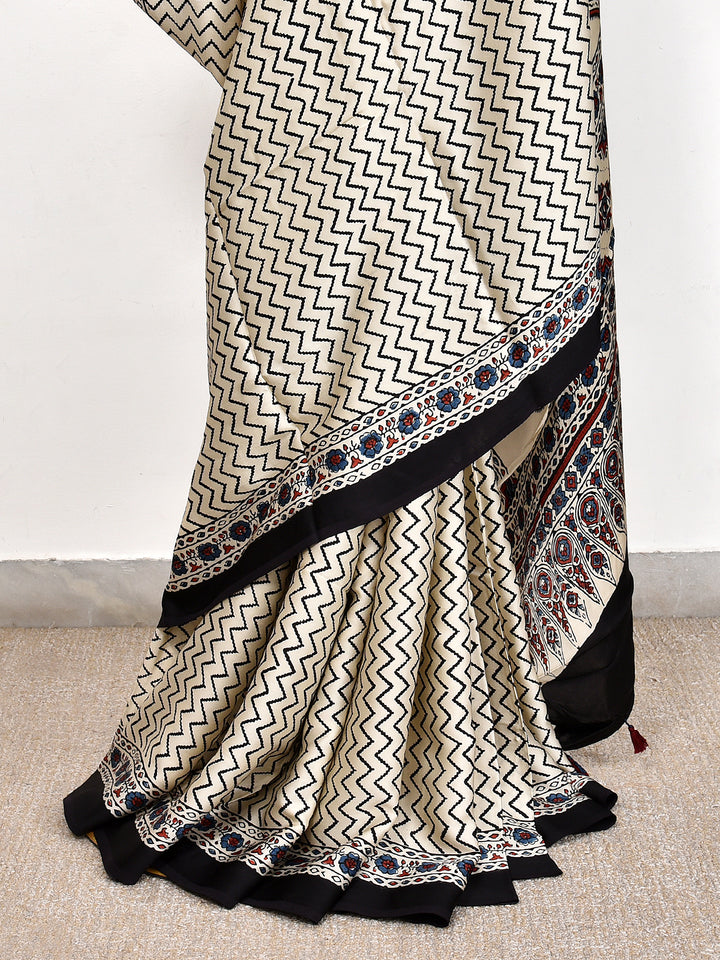 HASMITA : AJRAKH HANDBLOCK MODAL SILK SAREE