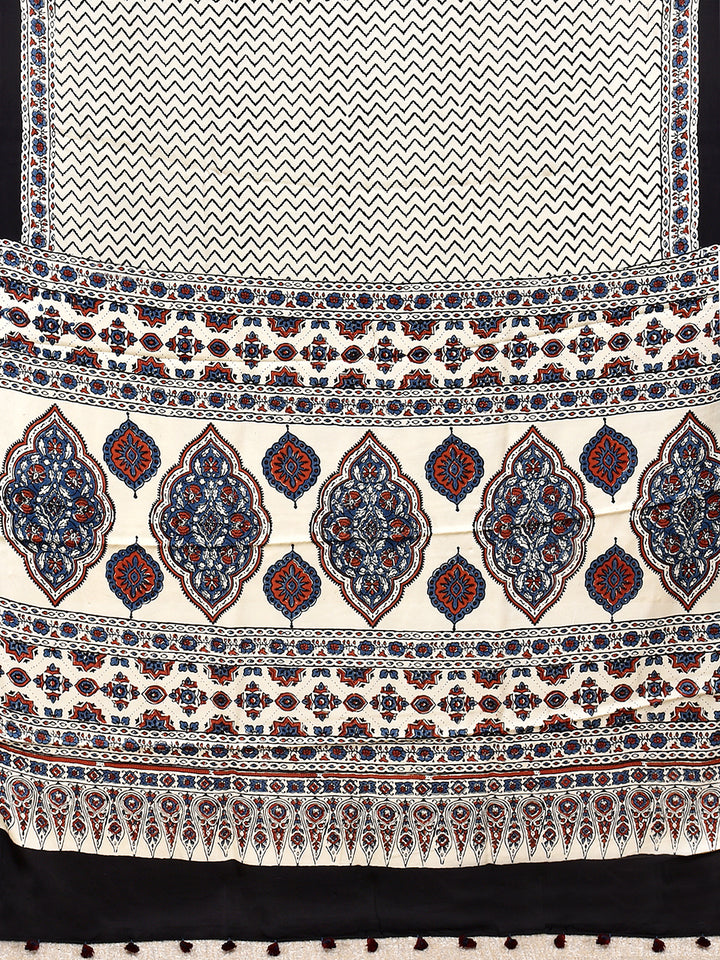 HASMITA : AJRAKH HANDBLOCK MODAL SILK SAREE