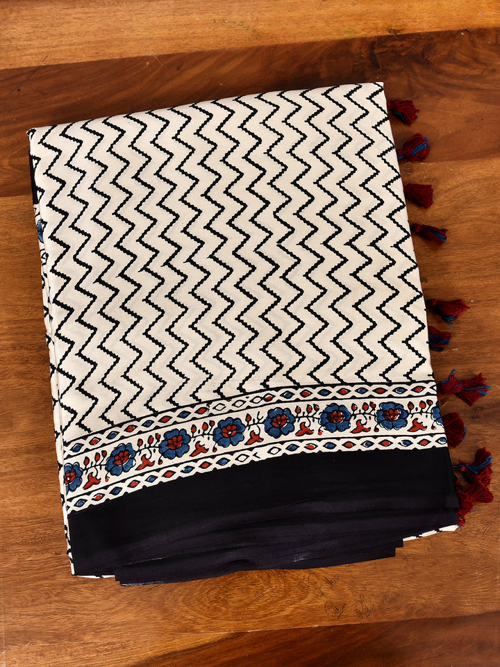 HASMITA : AJRAKH HANDBLOCK MODAL SILK SAREE