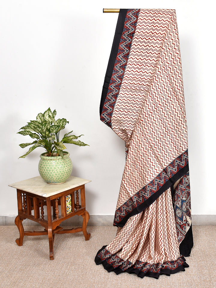 JUMANI : AJRAKH HANDBLOCK MODAL SILK SAREE