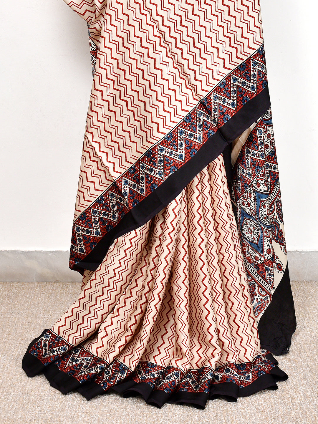 JUMANI : AJRAKH HANDBLOCK MODAL SILK SAREE